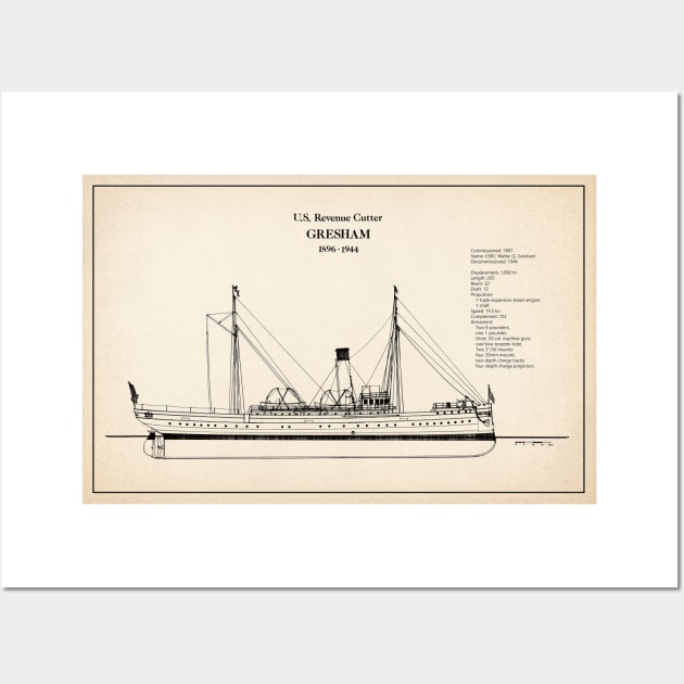 United States Revenue Cutter Gresham - SD Wall Art by SPJE Illustration Photography